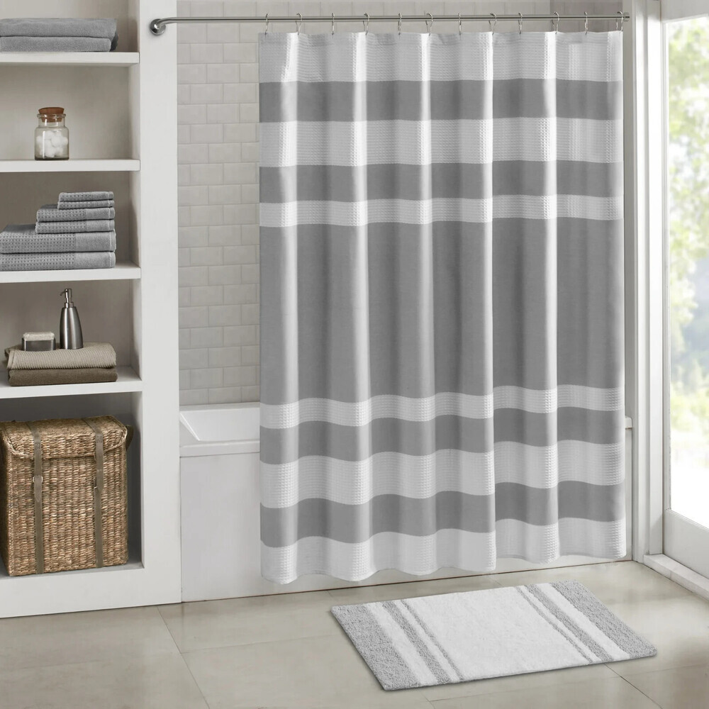 Madison Park MP72-1487 Spa Bath Rug 20 x 30 Gray 100% Cotton Reversible BED33